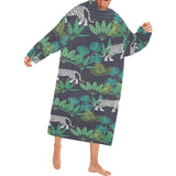 white bengal tigers tropical plant Blanket Robe with Sleeves