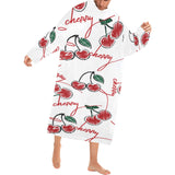Hand drawn cherry pattern Blanket Robe with Sleeves