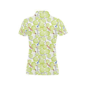 Tennis Pattern Print Design 01 Women's All Over Print Polo Shirt
