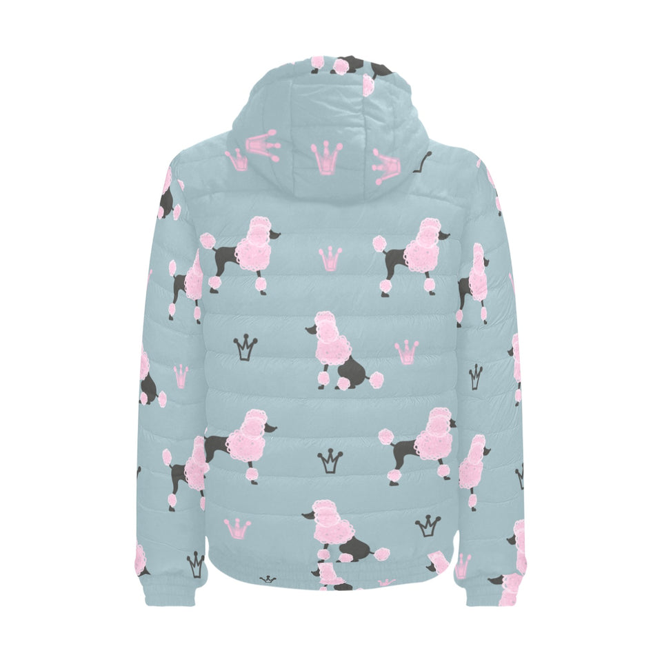 poodle dog pattern Men's Padded Hooded Jacket