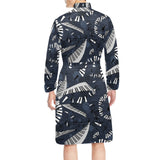 Piano Pattern Print Design 02 Men's Long Sleeve Belted Night Robe