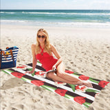 red and white tulips pattern Beach Towel