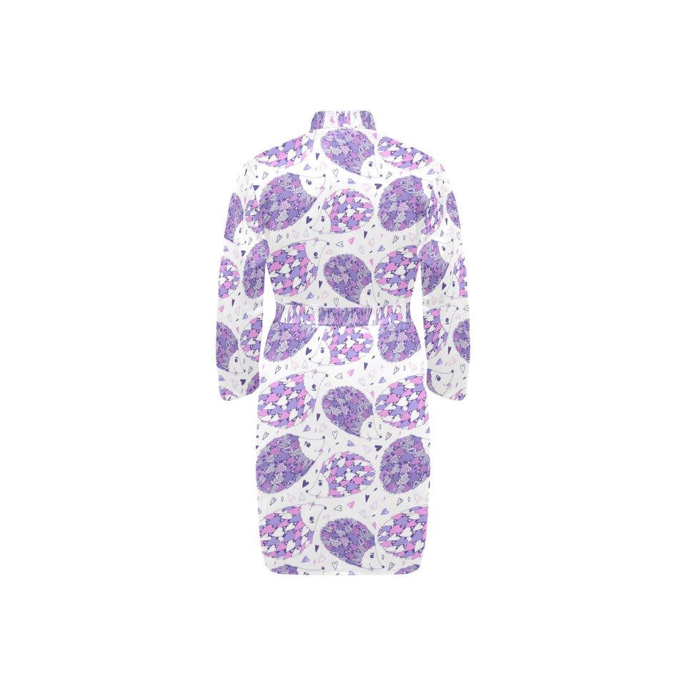 Hedgehog Pattern Print Design 05 Men's Long Sleeve Belted Night Robe