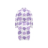Hedgehog Pattern Print Design 05 Men's Long Sleeve Belted Night Robe