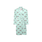 Kangaroo pattern background Men's Long Sleeve Belted Night Robe