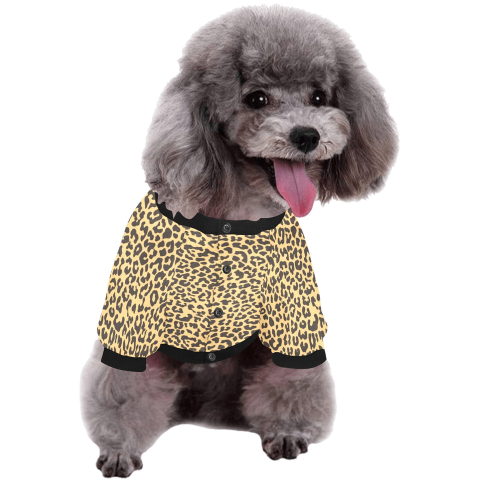 Leopard skin print All Over Print Pet Dog Round Neck Fuzzy Shirt
