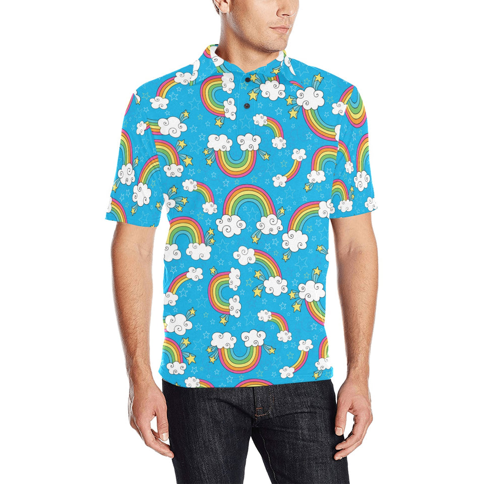 Rainbows Sky Clouds Pattern Men's All Over Print Polo Shirt