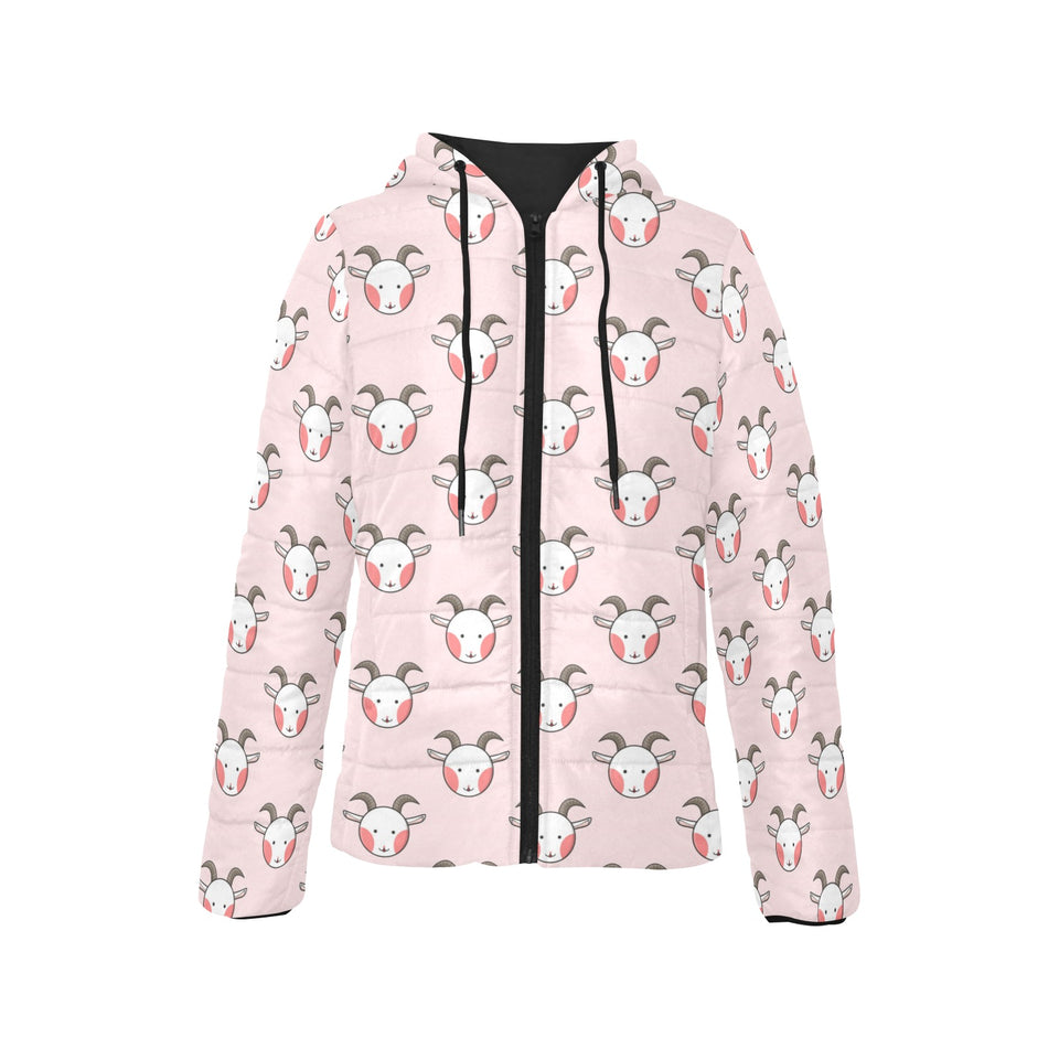 Cute goat pattern Women's Padded Hooded Jacket