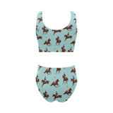 Horses running horses rider pattern Chest Bowknot High Waisted Bikini Swimsuit