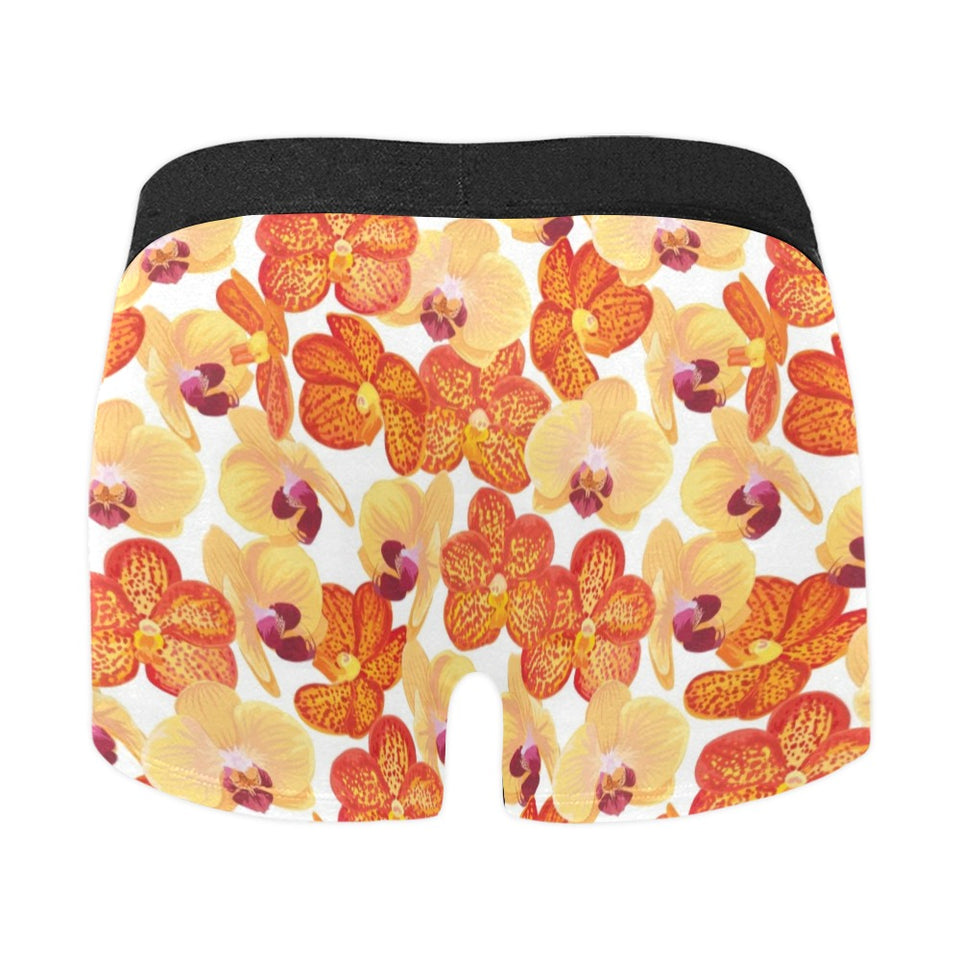 Orange yellow orchid flower pattern background Men's All Over Print Boxer Briefs Men's Underwear
