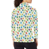 Chemistry Periodic Table Pattern Print Design 05 Women's Long Sleeve Polo Shirt