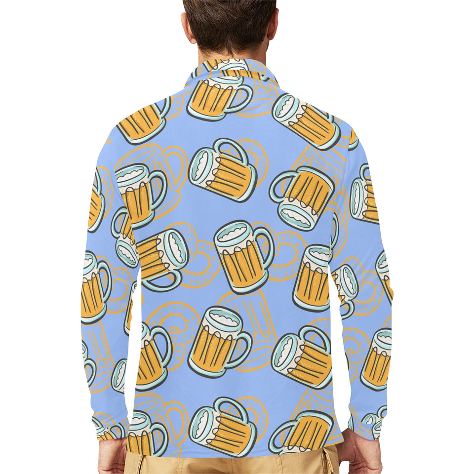 Beer pattern Men's Long Sleeve Polo Shirt