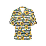 sunflowers ribbon background Women's All Over Print Hawaiian Shirt