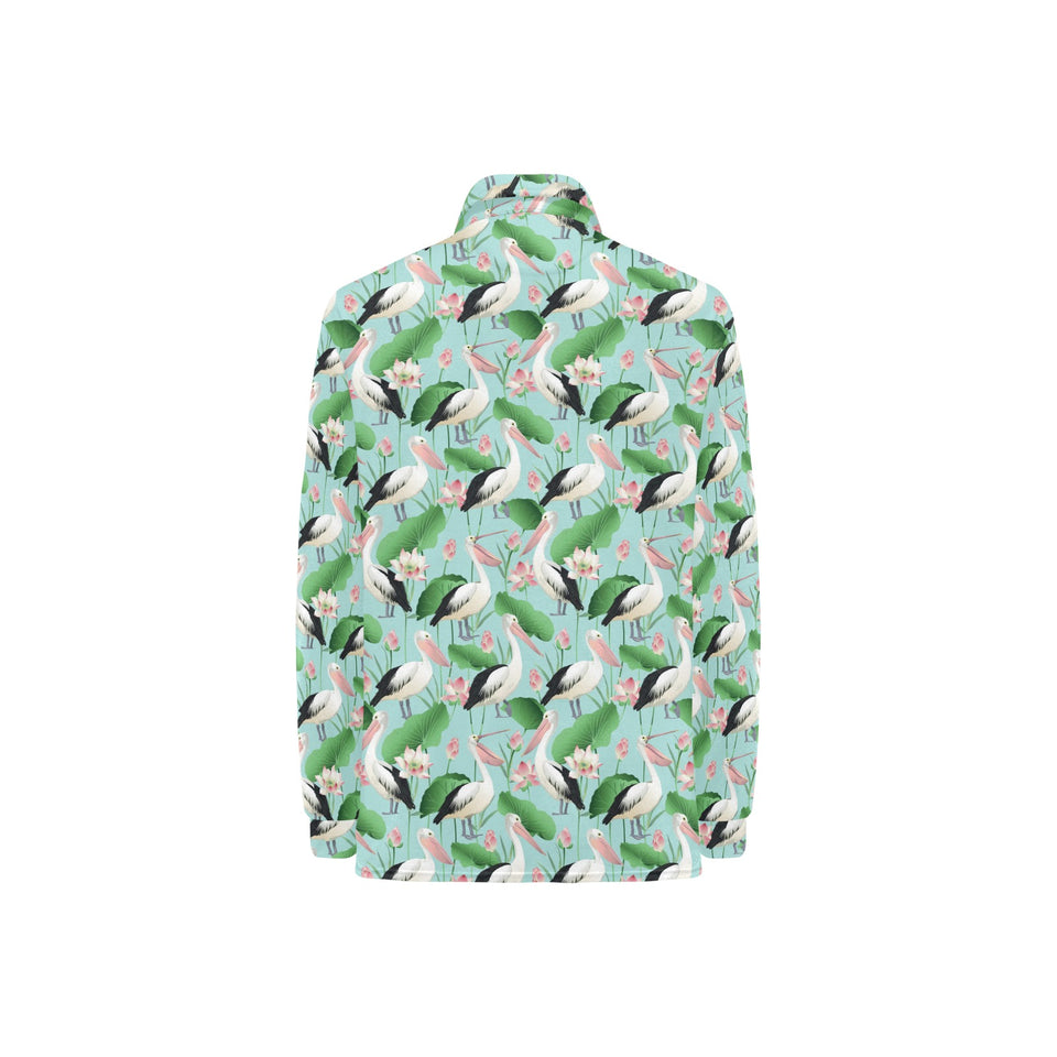 Pelican Pattern Print Design 01 Women's Long Sleeve Polo Shirt