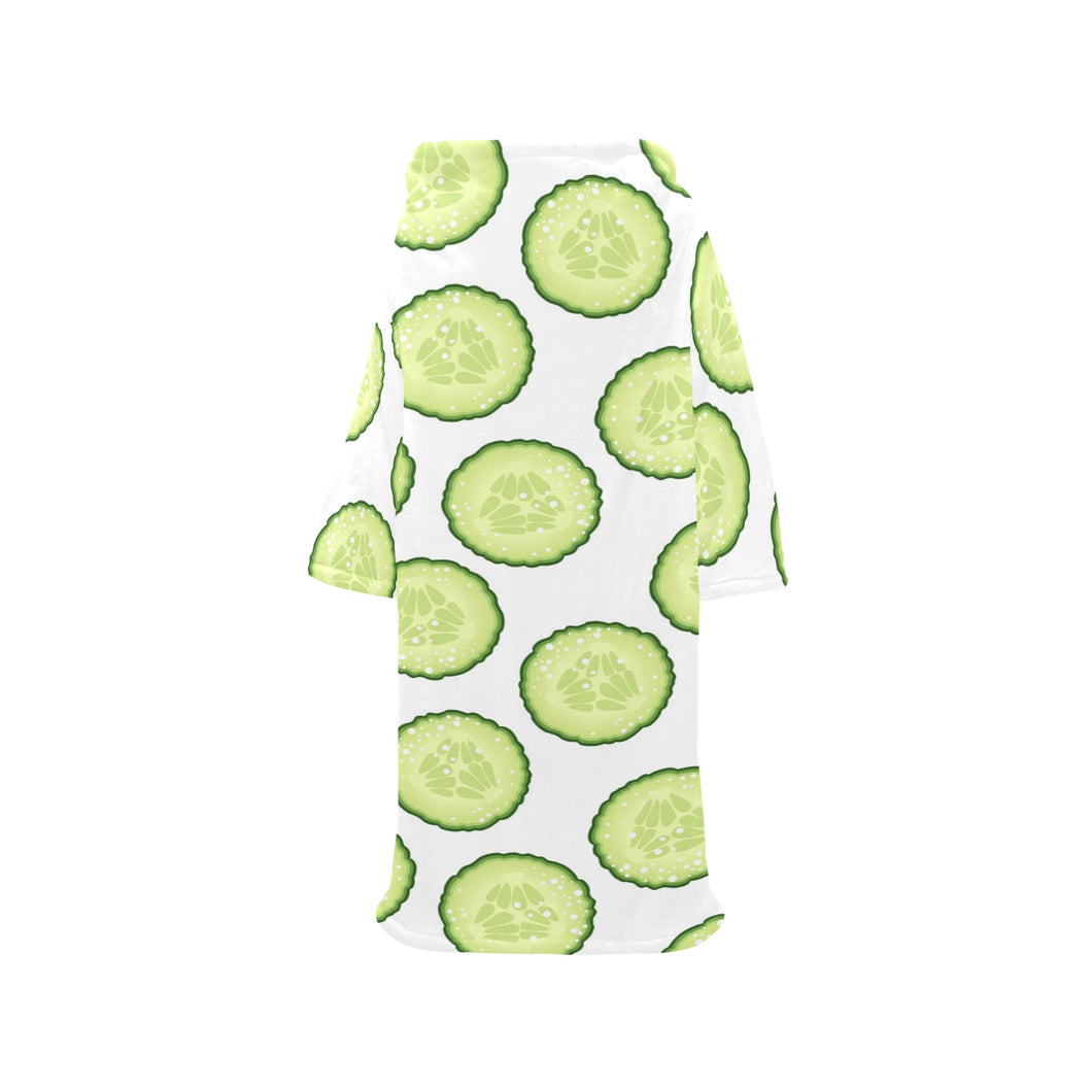 Cucumber slices pattern Blanket Robe with Sleeves