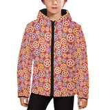 Gear Pattern Print Design 04 Kids' Boys' Girls' Padded Hooded Jacket