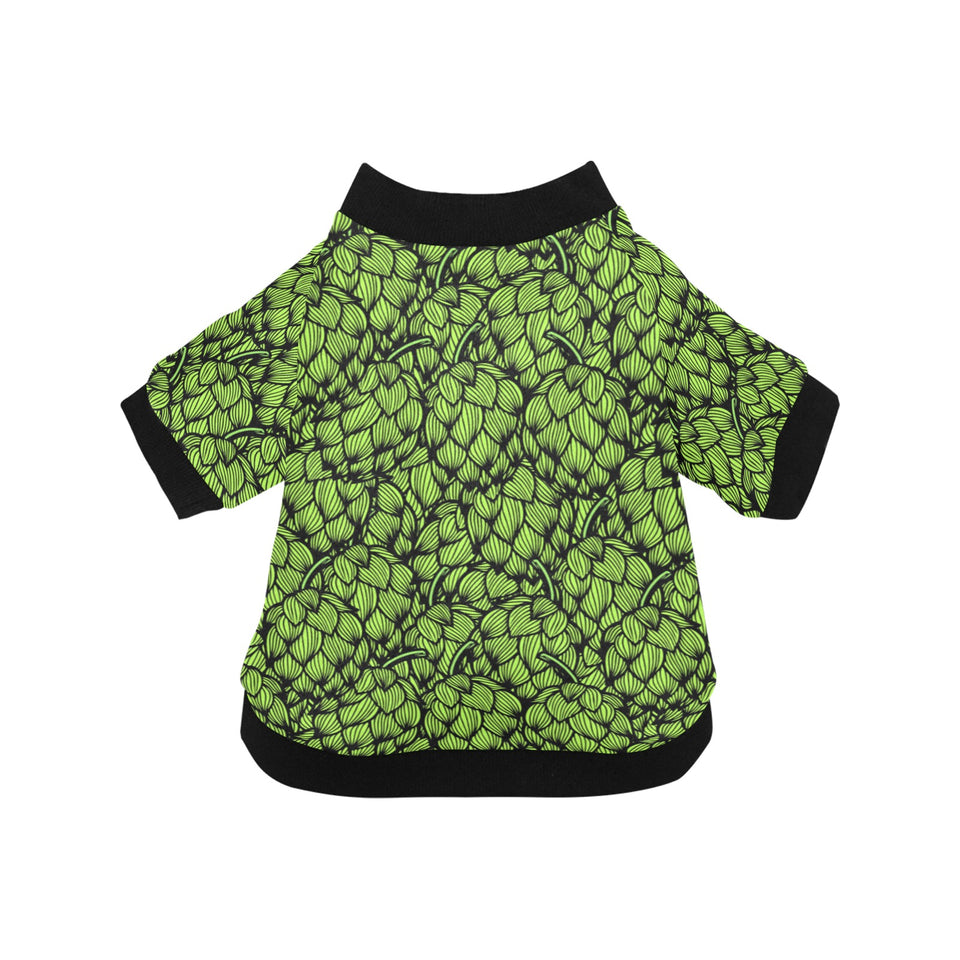 Green hop pattern All Over Print Pet Dog Round Neck Fuzzy Shirt