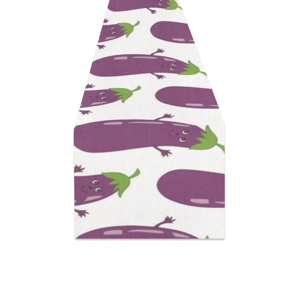 Eggplant Pattern Print Design 01 Table Runner