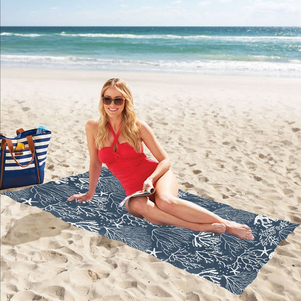 Coral Reef Pattern Print Design 05 Beach Towel