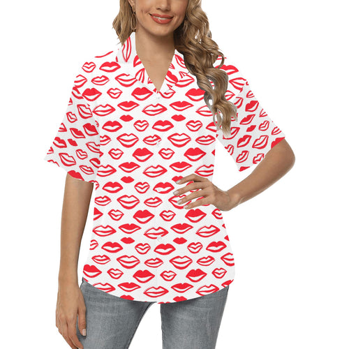 Lips Pattern Print Design 05 Women's All Over Print Hawaiian Shirt