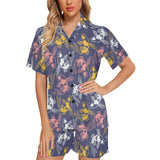 Koi Fish Carp Fish pattern Women's V-Neck Short Pajama Set