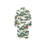 Bonsai red sun japanese pattern Men's Long Sleeve Belted Night Robe