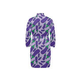 Eggplant Pattern Print Design 03 Men's Long Sleeve Belted Night Robe