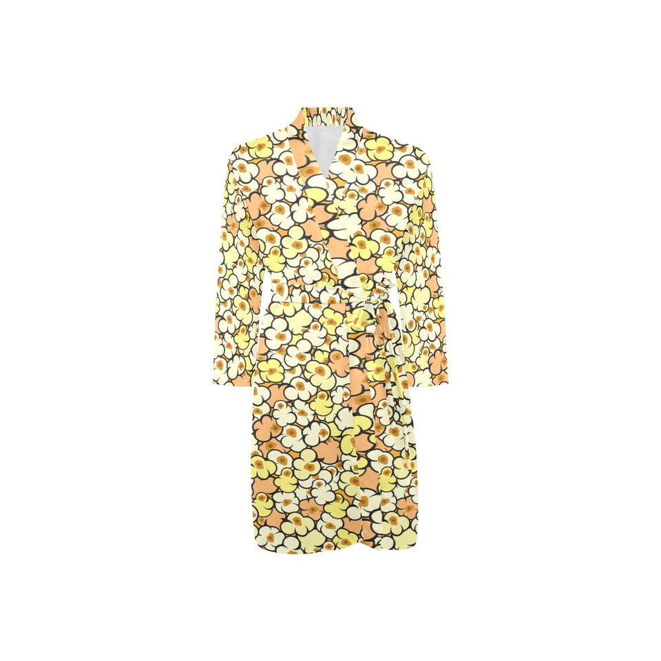 Popcorn Pattern Print Design 03 Men's Long Sleeve Belted Night Robe