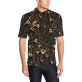 Gold peacock feather pattern Men's All Over Print Polo Shirt