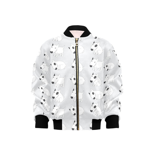 Bull Terrier Pattern Print Design 01 Kids' Boys' Girls' Bomber Jacket