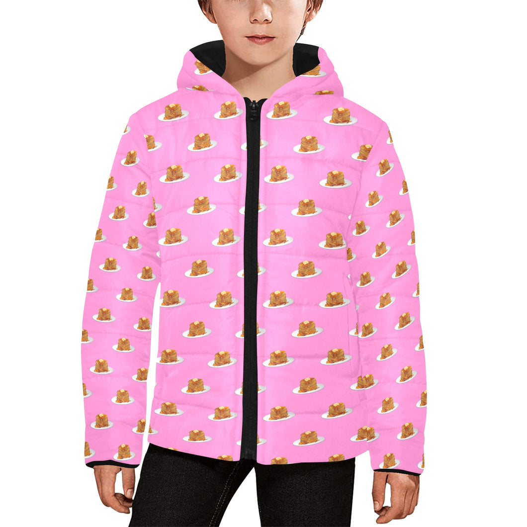 Pancake Pattern Print Design 04 Kids' Boys' Girls' Padded Hooded Jacket