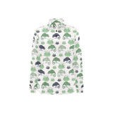 Chameleon lizard succulent plant pattern Women's Long Sleeve Polo Shirt