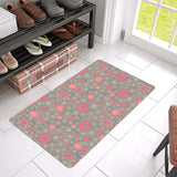 Red gold Sakura cherry blossom gray background Doormat