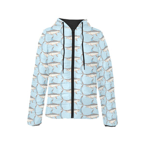 Swordfish Pattern Print Design 01 Women's Padded Hooded Jacket