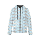 Swordfish Pattern Print Design 01 Women's Padded Hooded Jacket