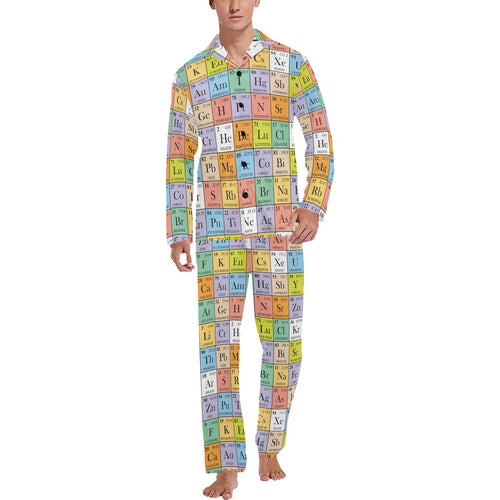 Chemistry Periodic Table Pattern Print Design 01 Men's Long Pajama Set