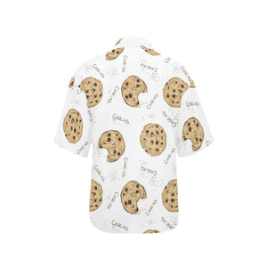 Sketch style cookie pattern Women's All Over Print Hawaiian Shirt