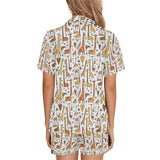 Giraffe Pattern Print Design 04 Women's V-Neck Short Pajama Set