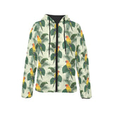 Beautiful parrot palm leaves pattern Women's Padded Hooded Jacket