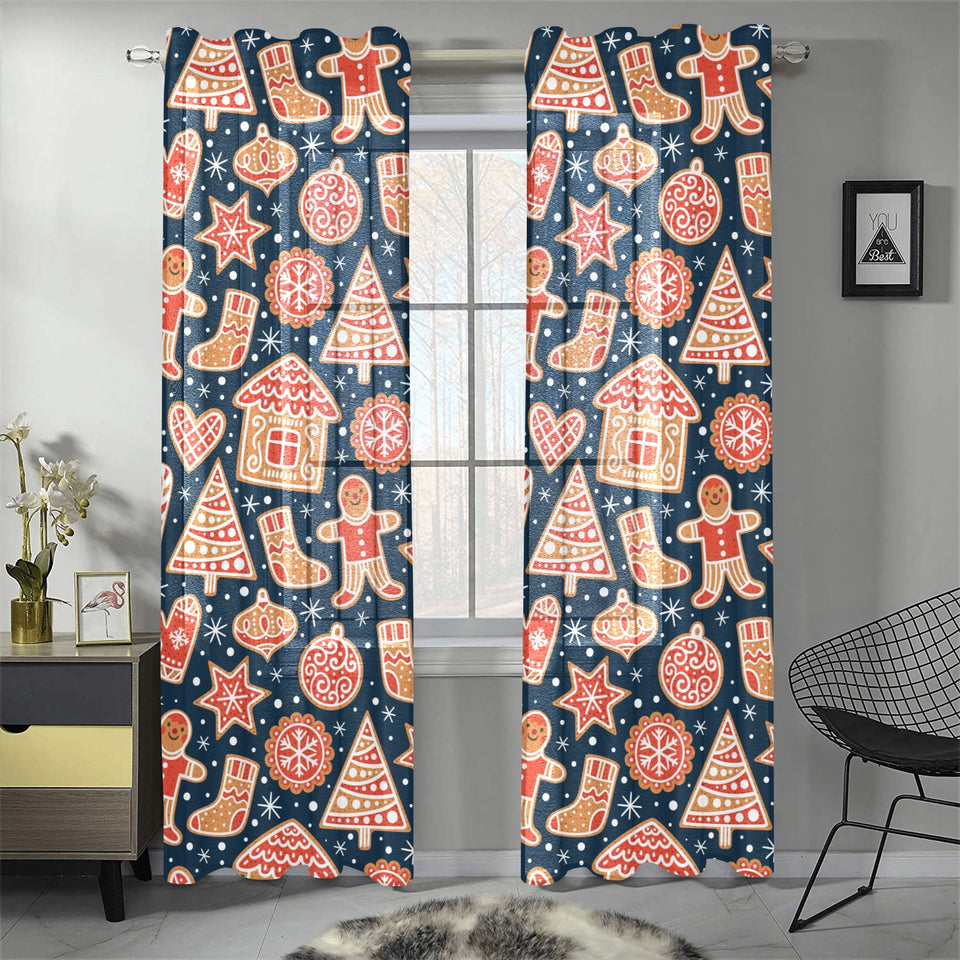 Christmas gingerbread cookie pattern Gauze Curtain