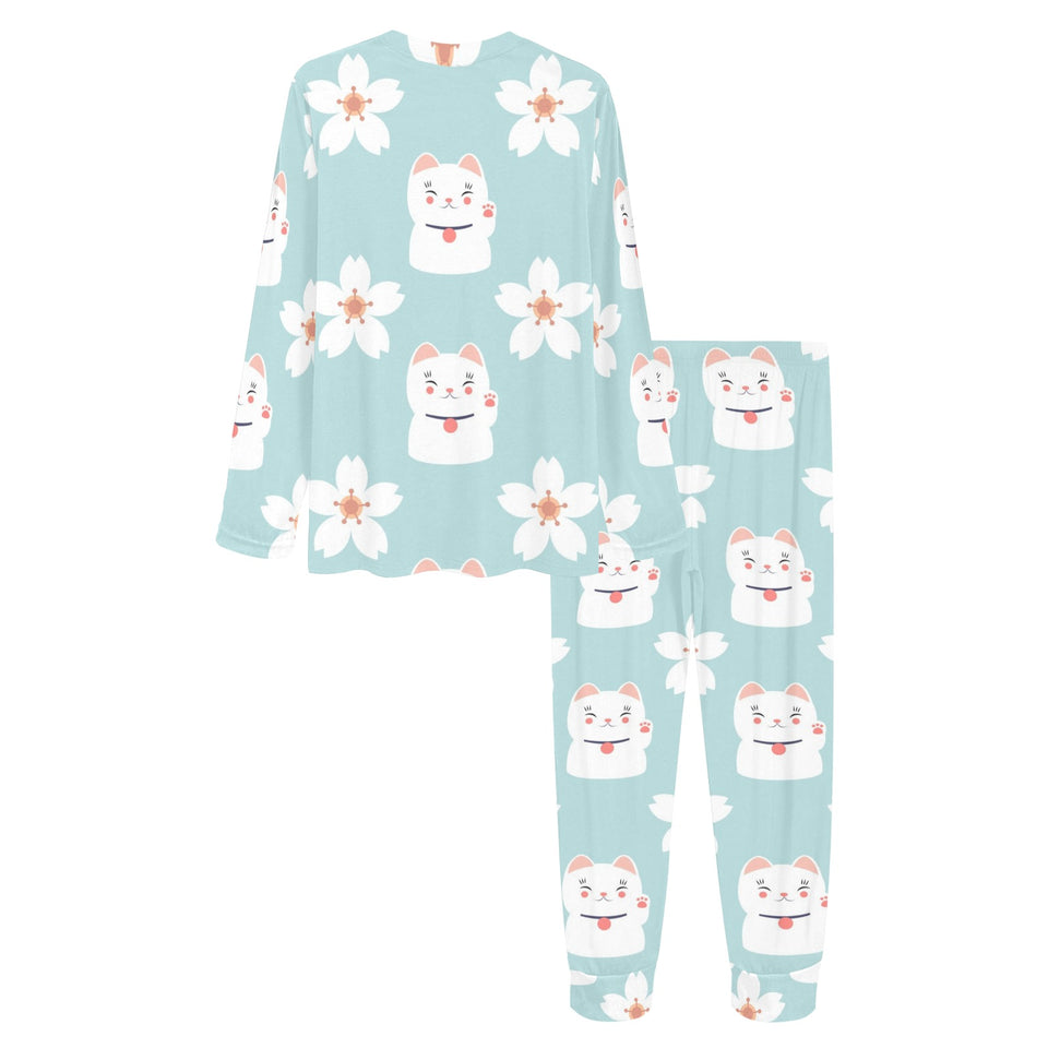 Maneki neko cat sakura Women's All Over Print Pajama Set