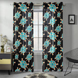Sea turtle blue stone pattern Gauze Curtain
