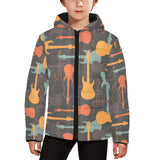 electric guitars pattern Kids' Boys' Girls' Padded Hooded Jacket