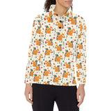 Squirrel Pattern Print Design 04 Women's Long Sleeve Polo Shirt