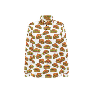 Sandwich Pattern Print Design 02 Women's Long Sleeve Polo Shirt