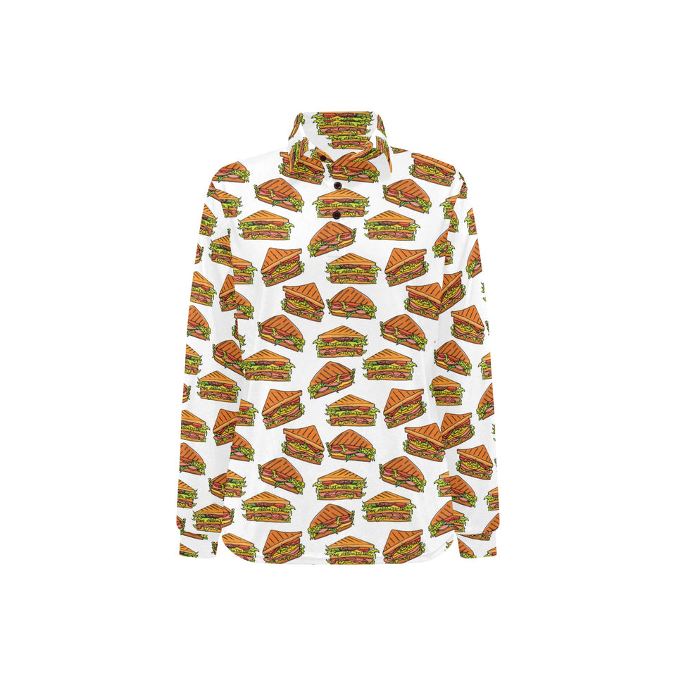 Sandwich Pattern Print Design 02 Women's Long Sleeve Polo Shirt