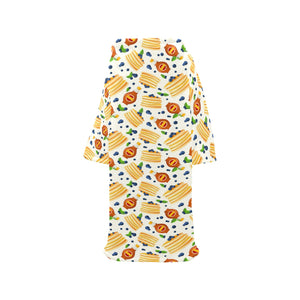 Pancake Pattern Print Design 02 Blanket Robe with Sleeves
