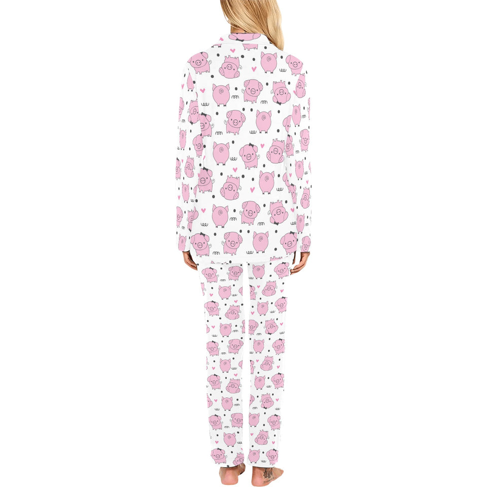 Pig Pattern Print Design 03 Women's Long Pajama Set