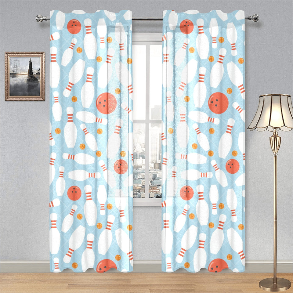 Bowling ball bowling pins blue blackground Gauze Curtain