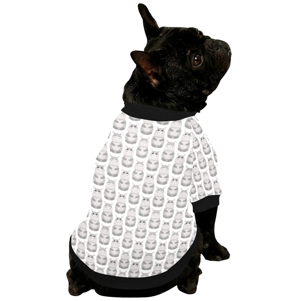 Hippopotamus Pattern Print Design 05 All Over Print Pet Dog Round Neck Fuzzy Shirt